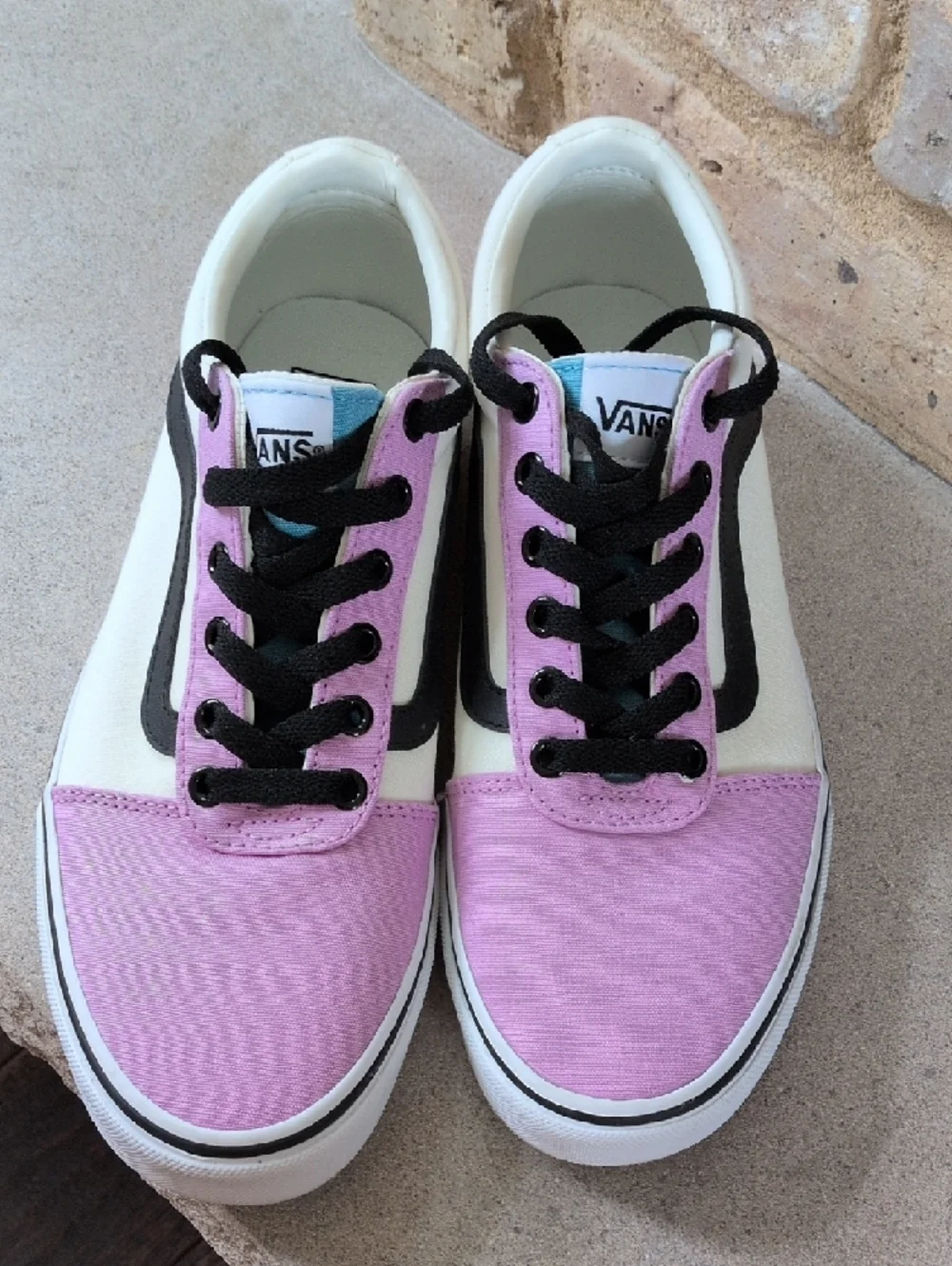 VANS I New Ward Color Block Cream, Black, Red & Purple Sneaker Skater Shoes, 9.5 - Picture 3 of 14